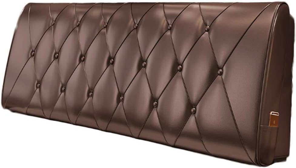 Leather Cushion Soft Headboard Chocolate Color Full Size Bed Backrest Detachable Positioning Support (Color : Chocolate Size : with Bedside Full Size)