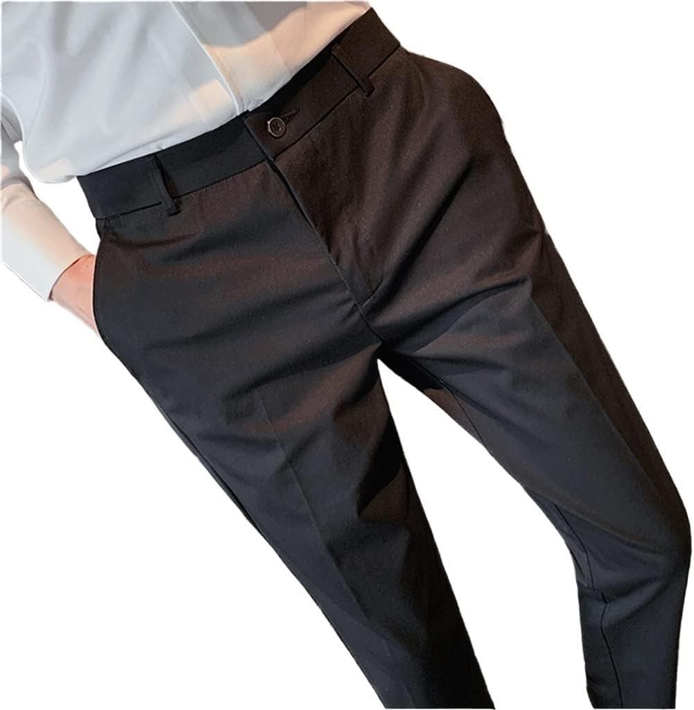 Black Men's Pants Stretch Trousers Men Business Casual Wear Formal Suit