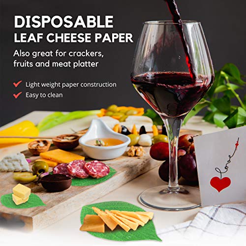 [25 Pack] Leaf Cheese Paper For Charcuterie Boards - 11.6 X 6.8” Cheeseboard Accessories, Disposable Grease Resistant Decorative Parchment Sheets In Serving Tray, Crackers, Fruits, Sushi Meat Platter #TOP4