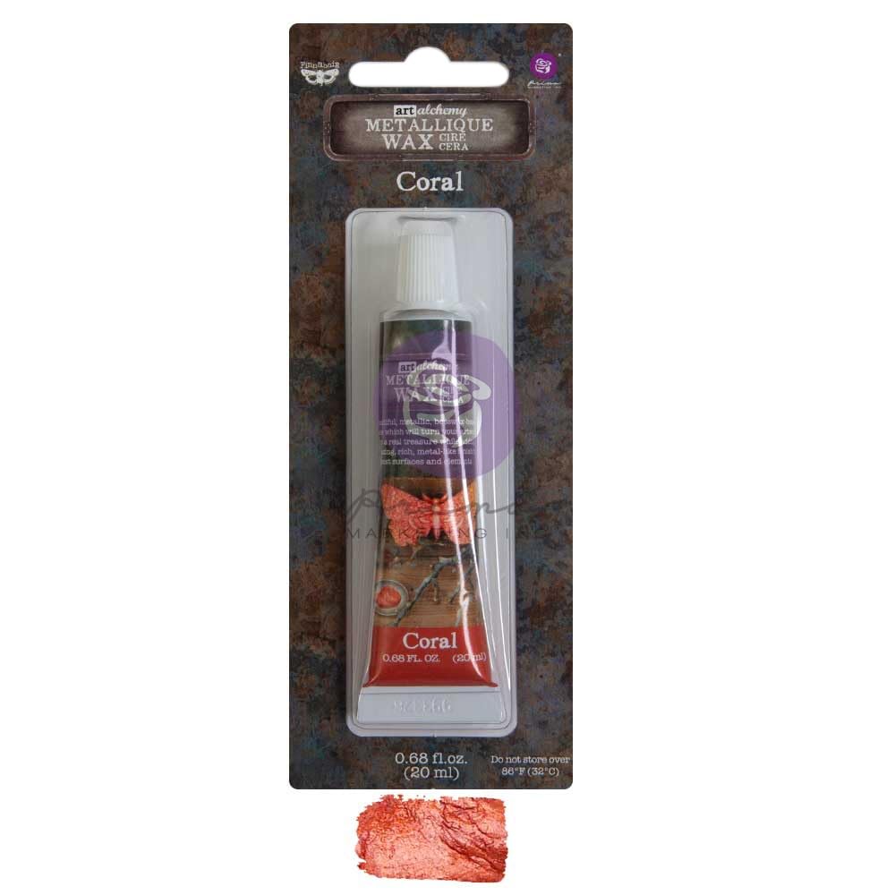 Prima Marketing Finnabair Art Alchemy Metallique Wax .68 Fluid Ounce-Coral