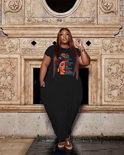 Image of YeGine Oversize Tshirt Dress Plus Size Short Sleeve Maxi Dress with Pockets