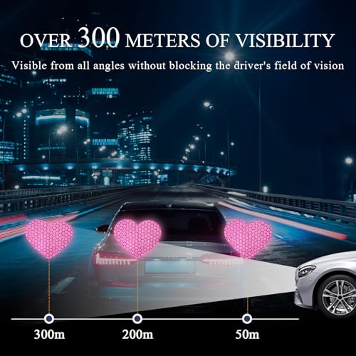 Image of 10PCS Vinyl Decal for Cars, High Intensity Reflective Sticker Night Safety Sign Bumper Decals, Waterproof Grid Vinyl Stickers Scratch Cover for Auto Window Laptop (Heart, Pink)