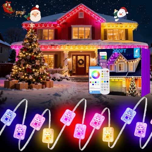 Permanent Outdoor Lights for House, RGB+IC App/Remote Control 200ft Smart