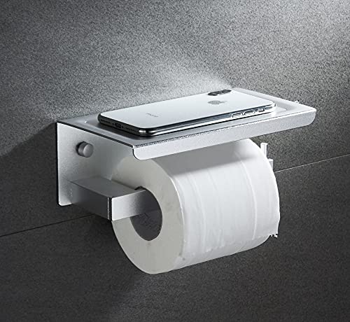 YUET Adhesive Toilet Roll Holder Paper Holders Self Adhesive Tissue Stand Hanger No Drill For Bathroom Kitchen Storage SUS-304 Stainless Steel Brushed Silver