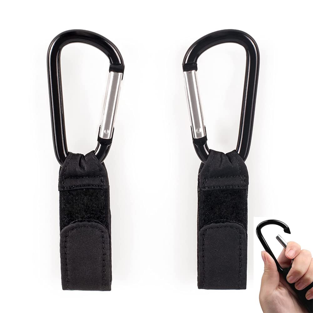 Stroller Hook Clips Baby Bag Clips Pushchair Hooks for Mommy Diaper Bag, Pushchair, Shopping Grocery, Backpack (2 Packs of Black)