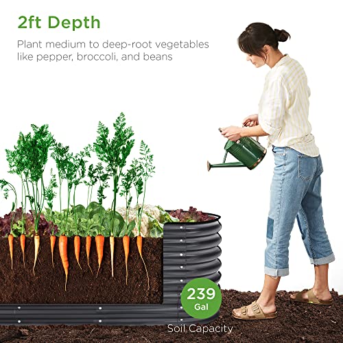 Best Choice Products 8x2x2ft Metal Raised Garden Bed, Oval Outdoor Deep Root Planter Box for Vegetables, Herbs w/ 4 Support Bars, 239 Gal Capacity - Image 3