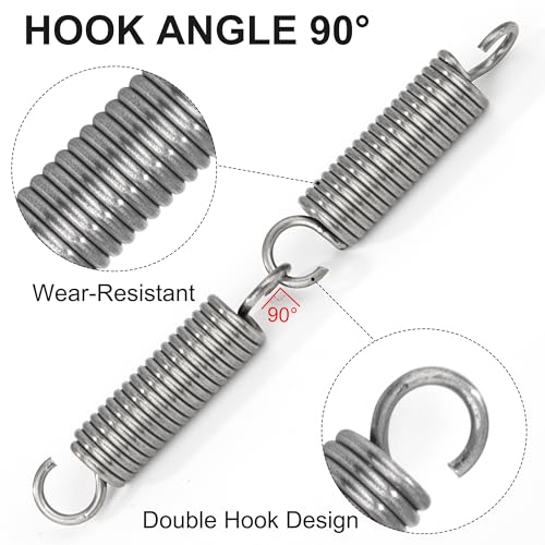 GUNGY Zugfedern mit Haken Edelstahl Zugfeder Spannfeder 35mm Außendurchmesser 8mm Drahtdurchmesser 1,2 mm Hakenwinkel 90 Grad Maximale Zugkraft 4,2kg 1,2x8x35mm 10 Stück