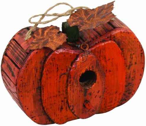ZH09002-1 Wooden Pumpkin Garden Accent, 7-Inch, Orange