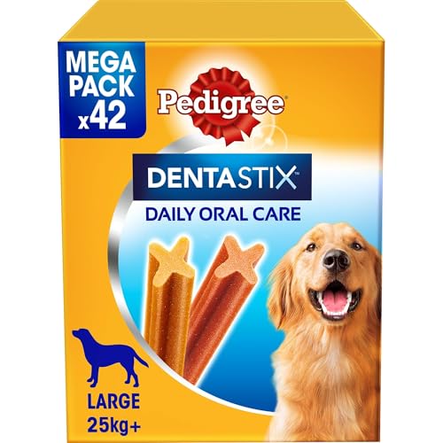 Pedigree Dentastix Snack für die Mundhygiene, großer Hund + 25 kg Vorratspack, 42 Stäbchen- 1620 g