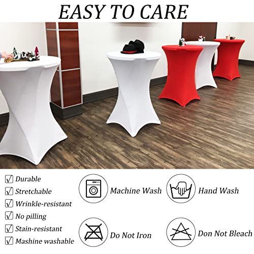 Image of 4 Pack Spandex Stretch Tablecloth - 32x43 Inch Square Corners, Fitted High Top Table Cloth for Cocktail, Bar, Weddings, Birthday, Banquet, Outdoor Party (Red)