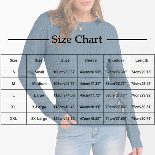 Womens T Shirts Long Sleeve Tops Tee for Women Crewneck Crochet Striped Plain Summer Fall Tee Shirt 2025 Y2K2