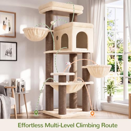 Image of Globlazer Cat Tree Tower with 12 Extra-Thick Full-Sisal Scratching Posts