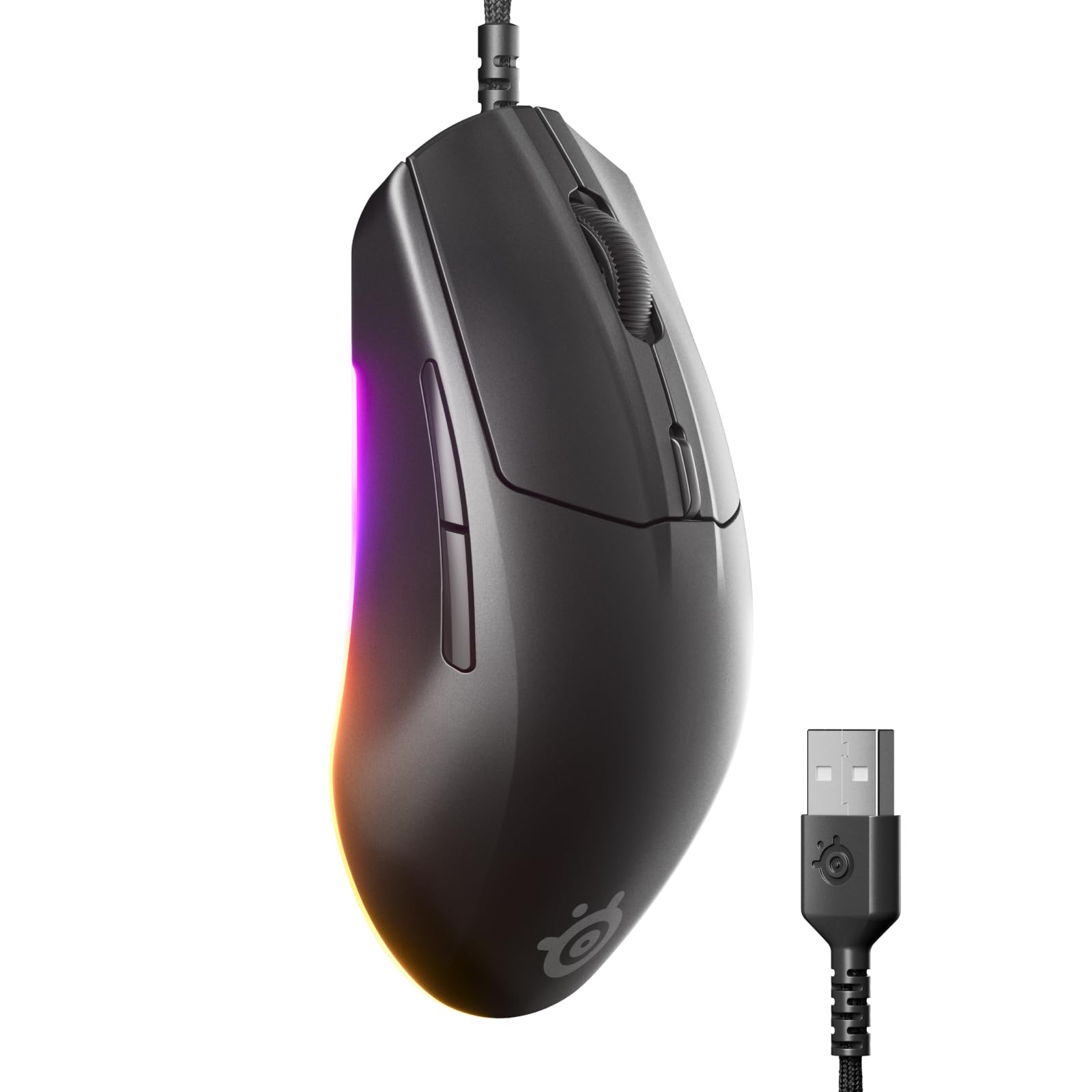 SteelSeries Rival 3 Gen 2 - Souris Gaming 8500 DPI - Capteur Optique TrueMove Core - Durabilité 60 Millions de clics - Faible Latence - Poids léger 77 g - Patins 100% PTFE - RGB - Noir