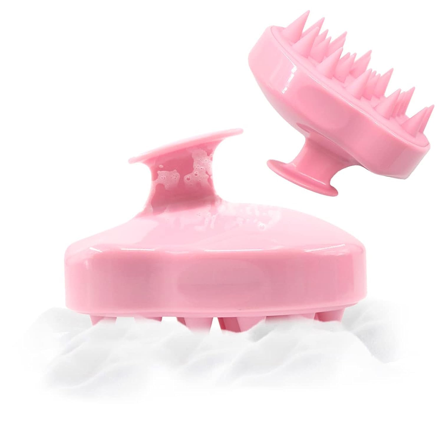 IBAMA Hair Scalp Massager Shampoo Brush with Soft Flexible Silicone Scrubber Dandruff Exfoliator for Wet Dry Men Women Kids Pets-Pink