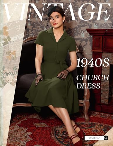 Image of Wedtrend Women's Vintage Tea Dress, Short Sleeve Cocktail Party Dress Work Church Casual Dress