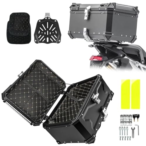 Coffre de moto aluminium 65L noir accessoires valise Suzuki V-Strom BMW GS