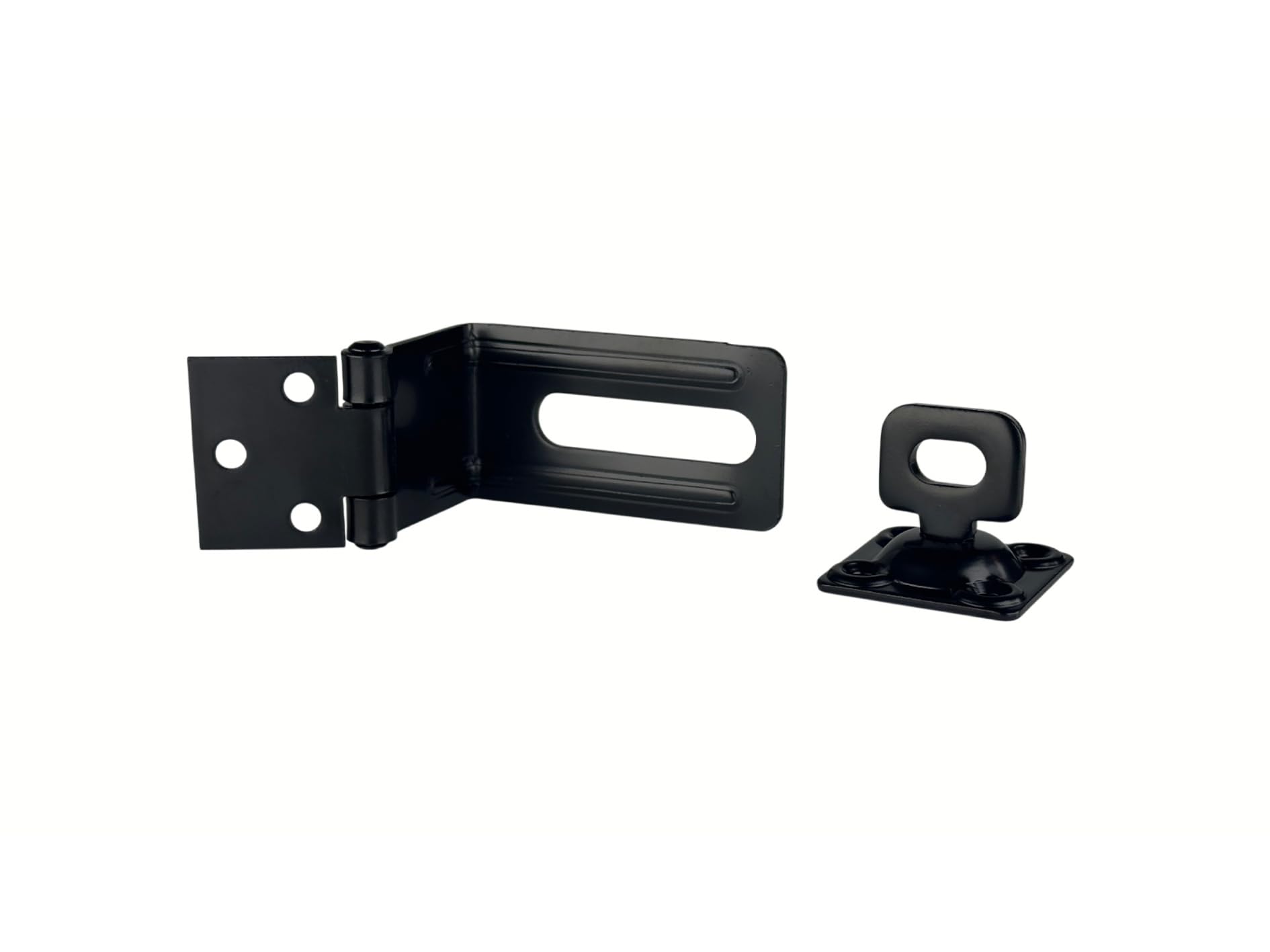 Photo 1 of ***FOR PARTS ONLY/ MISSING ASSEMBLY PIECES*** QCAA 90 Degree Angel HASP and Swivel Staple, 4-1/2", Steel, Black, 1 Pack, Made in Taiwan