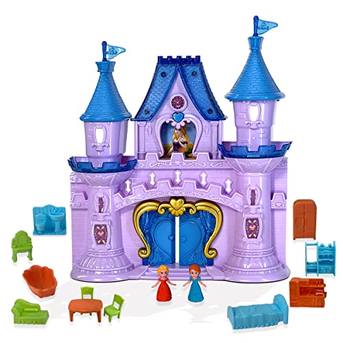 koolbitz Large Light Up Princess Castle Playset - Set of 13 PCs Musical Doll House with Furniture Figures & Opening Doors - Creative Imaginative Play Toy for Girls and Boys 3-6 Years