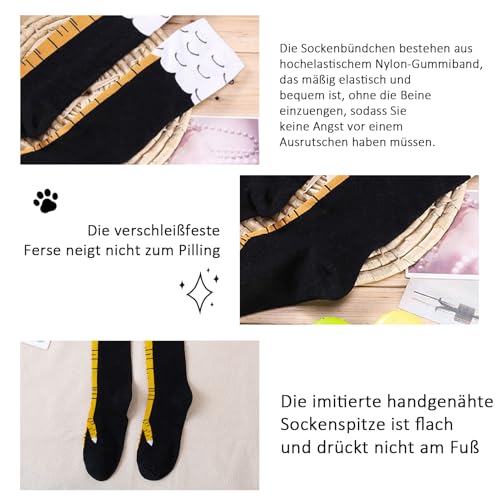 Diffaxy 1 Paar Hühnerfüße Socken Chicken Leg Socks, Lustige Kniestrümpfe mit 3D-Cartoon-Hühnerbeinen Einheitsgröße, Lässige Overknee-Strümpfe für Cosplay und Party-Zubehör (Über dem Knie)