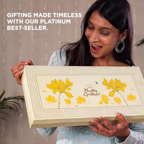 Image of Nutty Gritties Platinum Hamper Diwali Gift Box 1KG | Festive Assortment with Almonds, Cashews, Raisins, Pistachios & Walnuts (200g Each) | Healthy Gourmet Snack Hamper | Premium Gift for Family, Friends & Corporate Celebrations