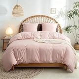 AYSW 16 Couleurs Sets de Housses de Couettes 220x240 cm Double Fermeture Éclair 3 Pièces Microfibre Brossée 100 Fils/cm² + 2 Taies d'oreiller 65x65 cm Rose Parure de Lit Adulte 2 Personnes
