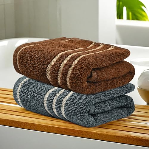 Kuber Industries Pack of 2 Soft Cotton Face Towels For Men & Women | Easily Washable | Pocket Towels & Workout Gym Napkins For Men - Dark Grey & Brown