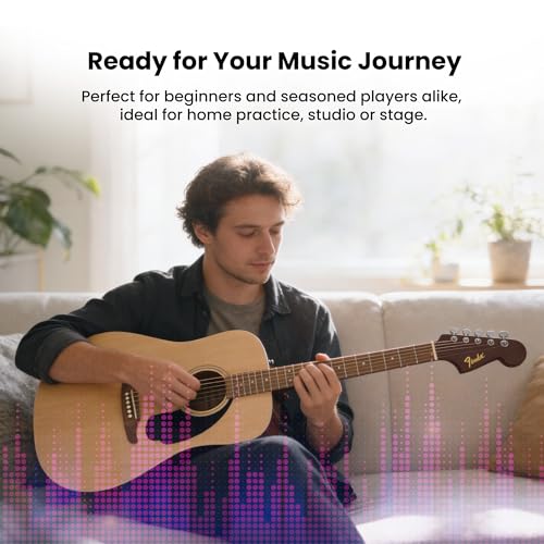 Image of Fender California Redondo Dreadnought Acoustic Guitar - Natural Bundle with Gig Bag, Strap, Strings, Picks, and Austin Bazaar Instructional Video