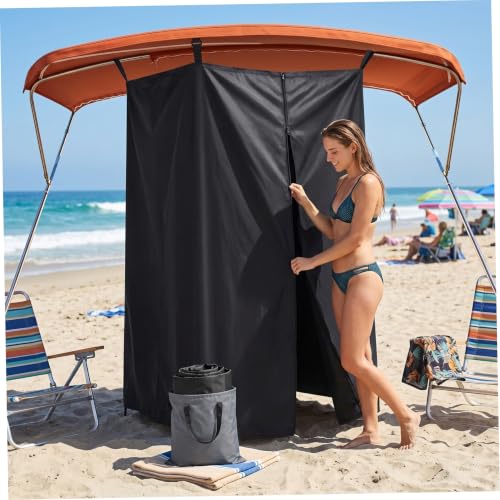 Carpa de ducha portátil, carpa de cambio de 30x27x72 pulgadas, cubículo de ducha con privacidad colgante para exteriores para camping, playa y viajes en yate - Negro miniatura 3
