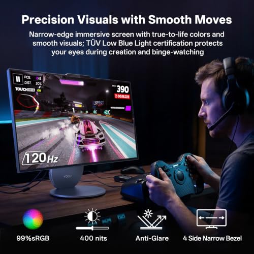 Image of Lenovo Yoga All in one Desktop Computer AI PC, Ultra 7 255H, Intel Arc 140T | 27 inch 2K QHD IPS Display, 16GB LPDDR5X RAM, 1TB SSD, Copilot+, WiFi 7, Wireless keyboard & Mouse, Win11 Home,w /64GB USB,Grey