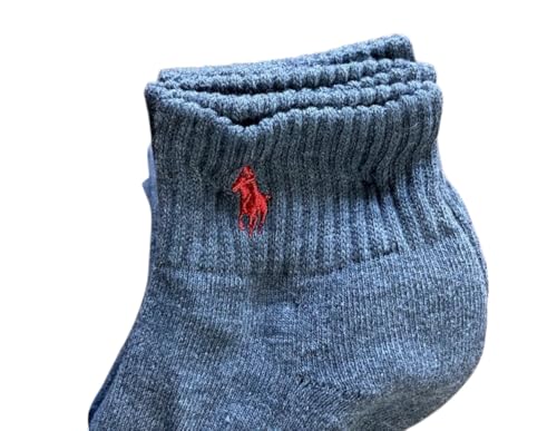 POLO RALPH LAUREN Mens Classic Sport Quarter Socks 6 Pack, Dark Gray, Sock Size 10-134