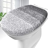 OLANLY Soft Microfiber Bathroom Toilet Lid Cover, Machine Washable Seat Covers, 17.5x15, Stays in...
