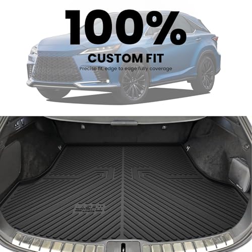 Image of LASFIT Cargo Mat for 2023-2026 Lexus RX RX350 RX350h RX500h, Black | All Weather RX350 RX350h Custom Fit TPE Cargo Liner, Full Coverage Secure-Fit Trunk Liner, Easy to Wash