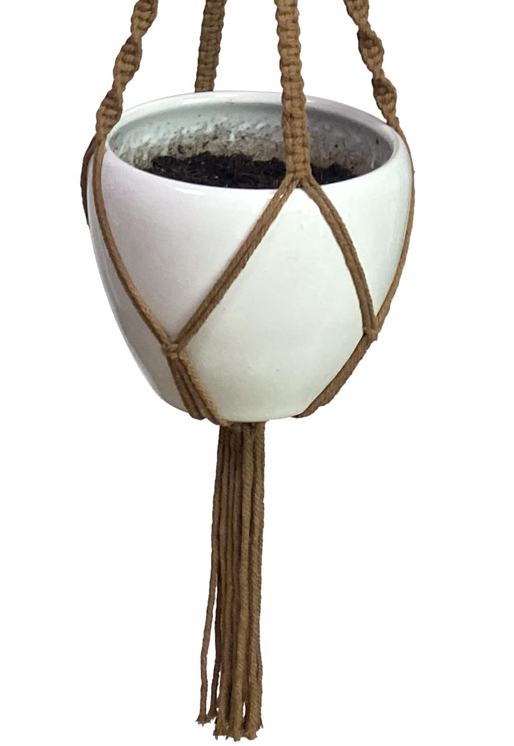 FonVan Macramé Pot Suspendu 89cm - Support Plante Avec Crochets - Décoration Bohème Intérieur Extérieur