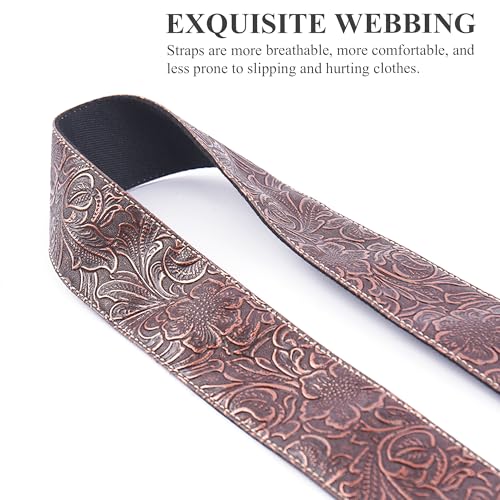 Image of Purse Straps Replacement Crossbody,Crochet Purse Strap for Handbags,Wide Shoulder Straps for Bags(5-Carved Copper Red)