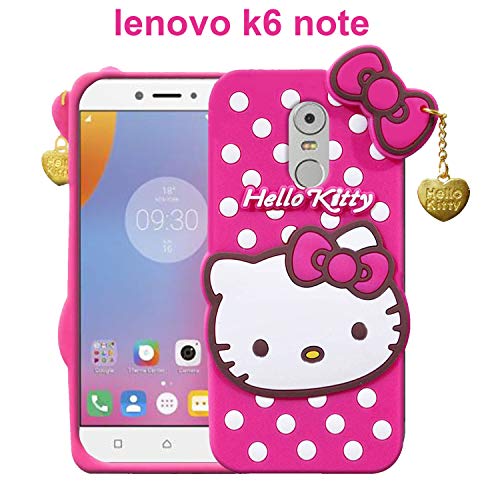 Image of Unirock Hello Kitty Back Case Cover for lenovo k6 note| 3D Cute Hello Kitty Case |Soft Silicone Rubber Back Cover with Pendant Kitty Cover for lenovo k6 note (Pink)