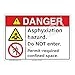 Danger Asphyxiation Sign (F1146-)|Weatherable Polyester 14" X 10" Self Adhesive Back|ANSI Signs|Sign for Manufacturing, Medical, Power Stations, Chemical Plant, Fuel Storage, Public Buildings