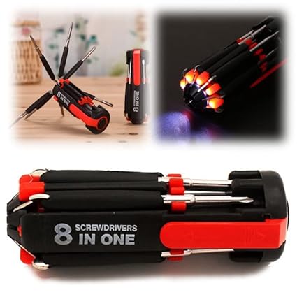 Multifunctional 8 Screwdrivers in 1 Tool with Worklight and Flashlight, Portable General Professional Repair Tool, Multi-Function Tool with Worklight & Flashlight for Home Kitchen Car