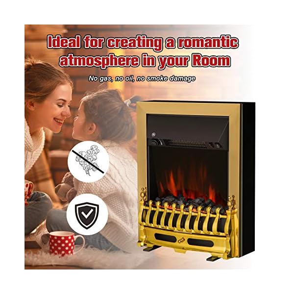 HOMCOM Electric Fireplace LED Light Complete Fire Place Heating Indoor Heater Coal Burning Flame Effect Heat 2000W Max - Image 6