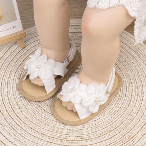 Image of Miamooi Infant Baby Girls Boys Sandals Summer Bowknot Crib Shoes Toddler Pu Leather Flower Soft Rubber Sole Dress Flats First Walker Shoes