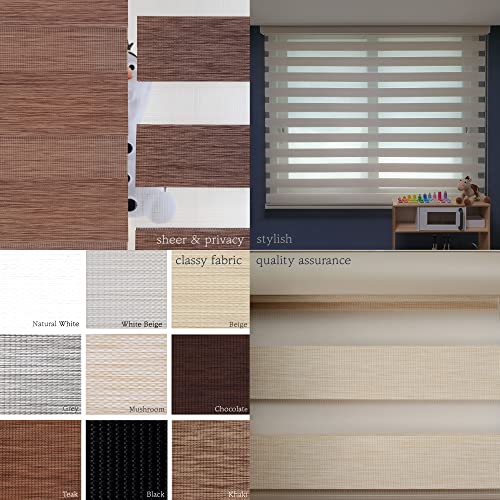 Yuyeon Nyunu [ Black, W24 X H64 ], Custom Cut Zebra Roller Windows Blinds, Woodlook Fabric, Dual Layer Sheer, Horizontal Window Shades For Privacy And Light Filtering #TOP2