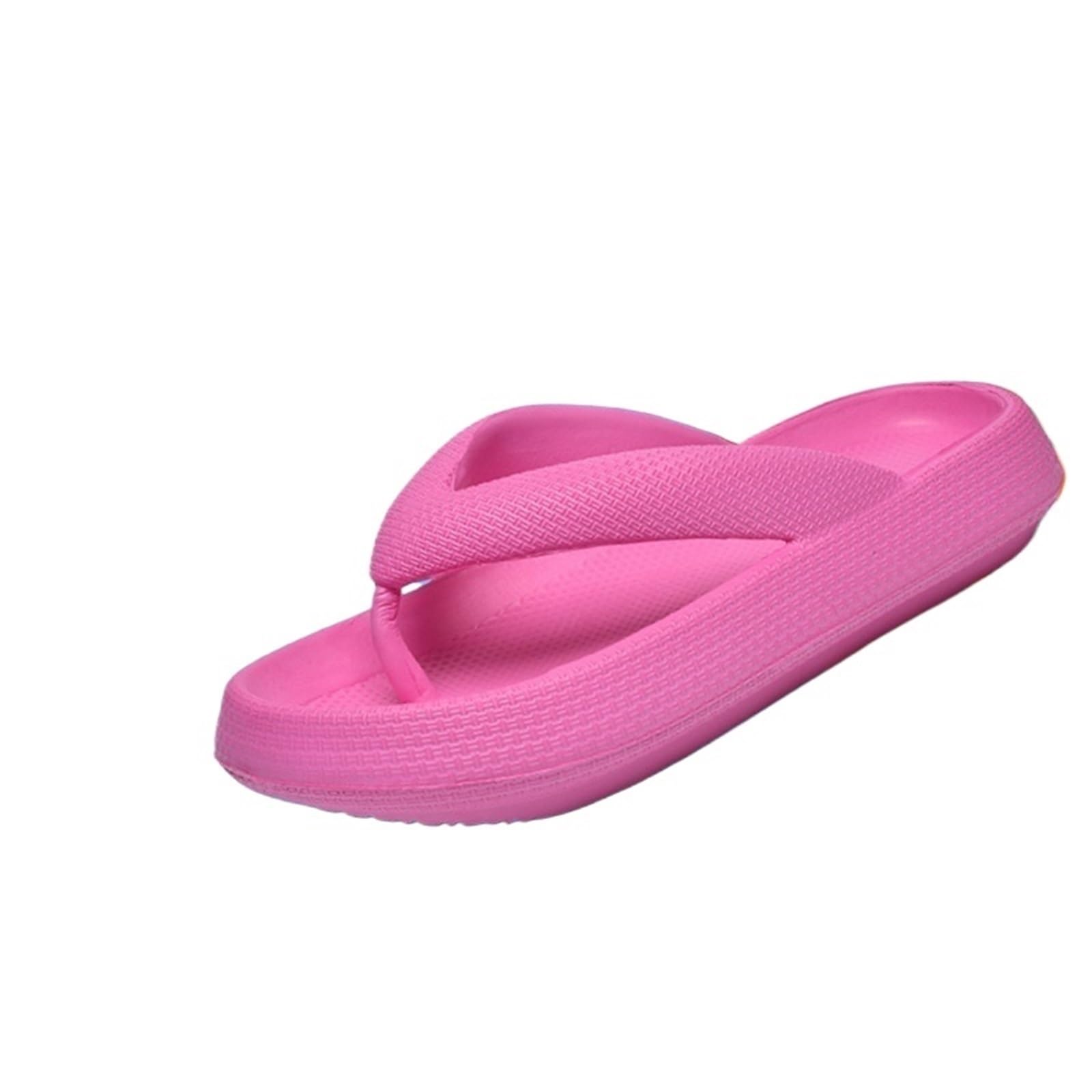 ERHTGUO Ladies Lightweight Solid Color Sandals - Casual Indoor/Outdoor Couples Flip Flops, Comfortable Slip-On Beach Footwear(Rosy Red,36-37)