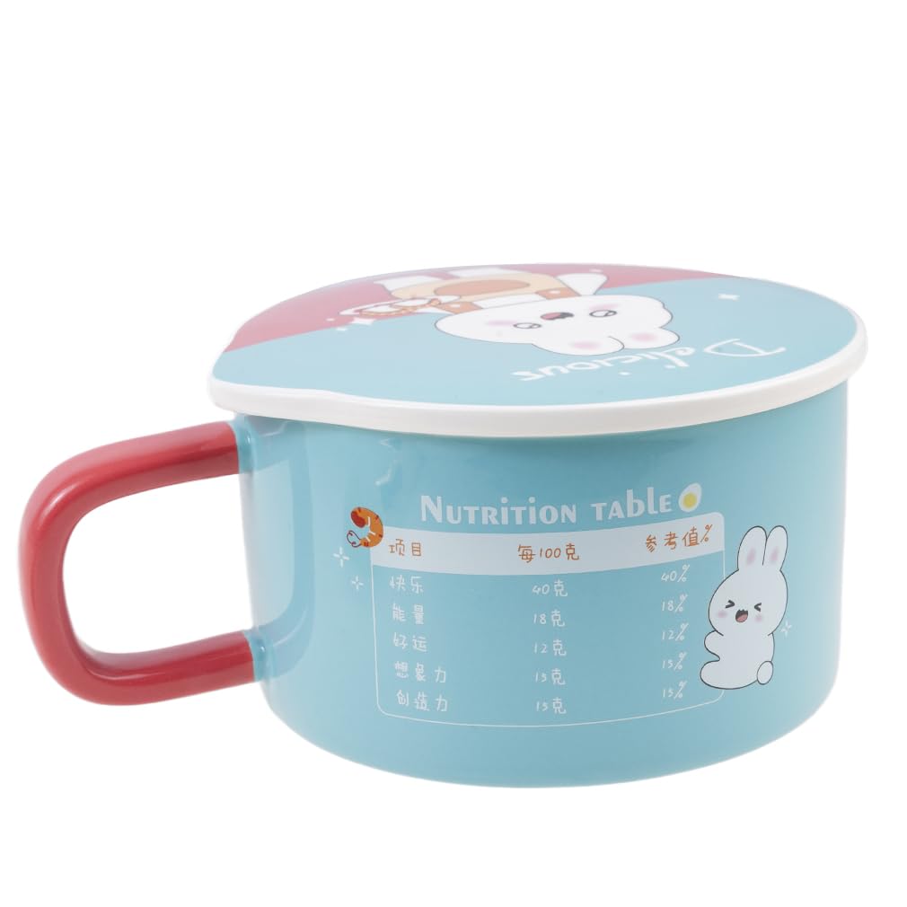 lachineuse - Nudelschale mit Sofortfunktion – asiatische Ramenschale – Porzellan – Motiv Kaninchen – 1000 ml – Deckel & Besteck – Frühstück, Suppe, Reis – Geschenkidee Asien Japan China – Himmelblau