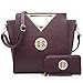 Women Handbag Cut Out Triangle Top Handle Bag Large Fashion Tote Satchel Work Purse (7464 Dark Purple + Matching Wallet)