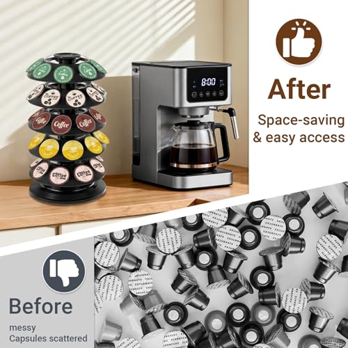 Image of K Cup Holder, Coffee Pod Holder for Keurig Pods - 40 Capsule Spinning Organizer with 360 Turntable, Also Fits Nescafe Dolce Gusto Pods, Space Saving for Kitchen Counter & Office
