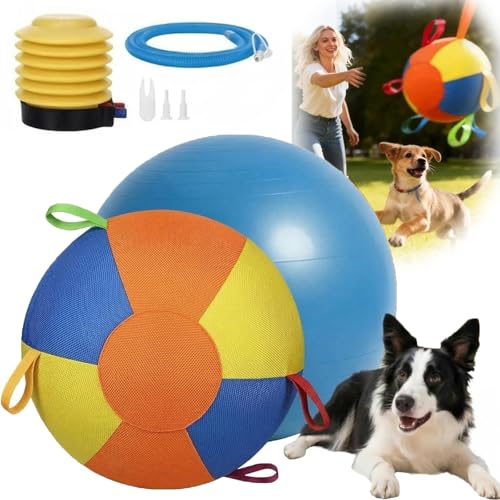 Herding Ball for Dogs Dog Traing Balls with Straps for Australian Shepherd Border Collie Cattle Dog Large Breed Outdoor Play (18IN)