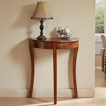 YVYKFZD Solid Wood Console Table, Half Moon Entryway Table, Narrow Sofa Tables, Elegant Vintage Hallway Accent Tables, for Living Room, Entrance, FoyerCherry