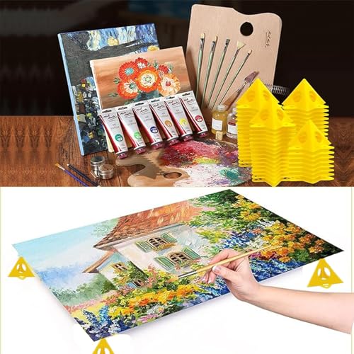 RXKFIGX 20 Stück Maler-Pyramiden Gelbe Gelber Kegel Ständer Schranktürerhöhungen Kegel-Malständer Kabinett FarbstäNder für Leinwand Schrank TüR Riser GießEn Farbe Leinwand StüTz StäNder