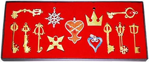 XCOSER Kingdom Hearts Keyblade Sora Weapon Keychain Pendant for Collection,mens, Golden 13pcs