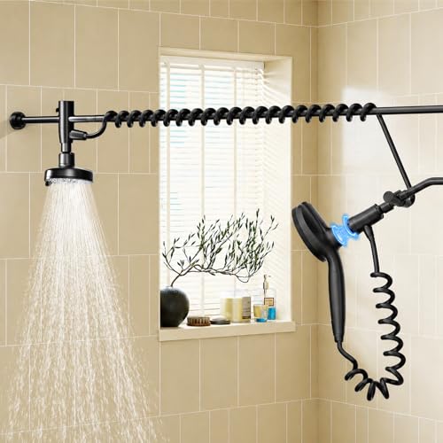 Dual Shower Head with Magnetic Handheld High Pressure Double Shower Head for Two People Rod 2 Showerhead System for Couples Adjustable Slider Renter-Friendly SPA-Like Gift for Women Men Black