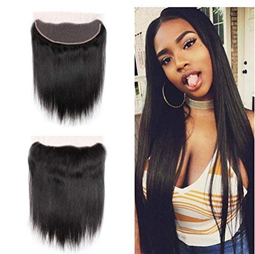 20" inch Free Part 13x4" Full Lace Frontal Straight Closure With Baby Hair Ear To Ear Lace Frontal Brazilian Virgin Remy Human Hair Front Top Extensions Natural Color